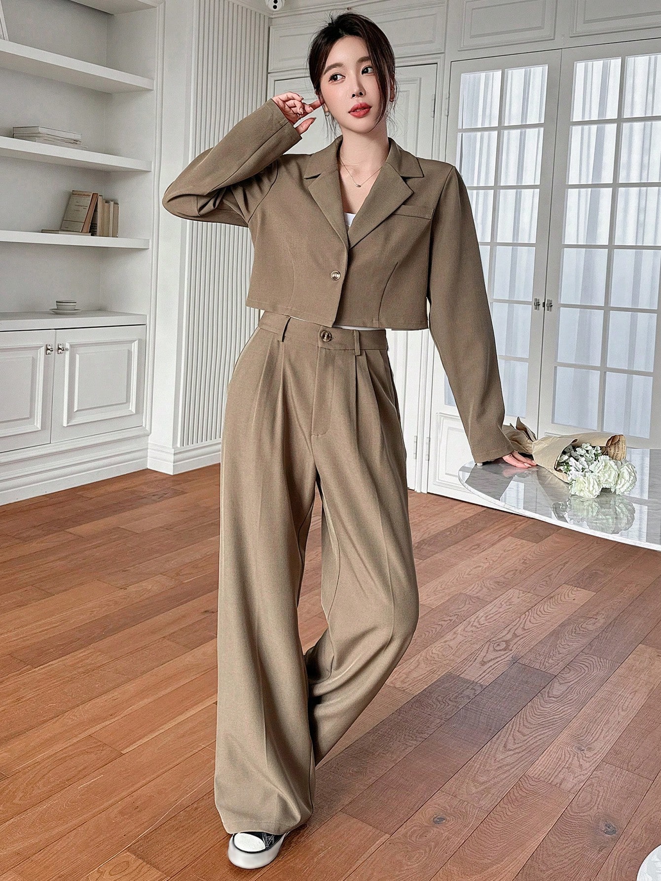 Suit jacket and wide leg pants