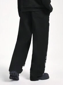 Manfinity VCAY Pantaloni lungi țesăți cu picior drept și imprimați, pentru bărbați
