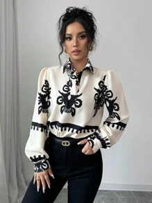 SHEIN Clasi Áo dài tay in hoa, trang phục thường ngày, áo dài tay - Nhiều màu - Xem 3