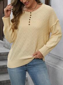 EMERY ROSE Women's Wave Pattern Half-Zip Long Sleeve Sweater