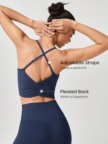 GLOWMODE FeatherFit™ Move On Pleated Sports Bra - Dark Blue - View 3