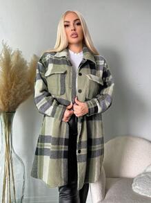 SHEIN SXY 大码女式格子针织长外套 - 彩色 - 查看 7