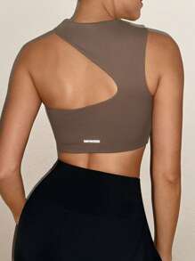 Activina Women Solid Color Cutout Sport Bra For Workout - Brown - View 5