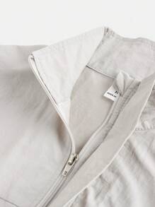 SHEIN Tween Girls Navy Blue Windbreaker, Skirt, Leggings Pocket Outdoor Sports Simple Commuter Woven Outfit