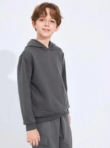 SHEIN Tween Boy Solid Thermal Hoodie