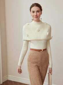 MOTF PREMIUM 2PCS FLORAL PATCHED FITTED KNIT TOP - White - View 2