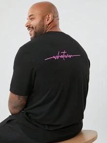 EASEVO 大码男士修身圆领短袖 T 恤，适合夏季分层穿着 - 黑色 - 查看 4