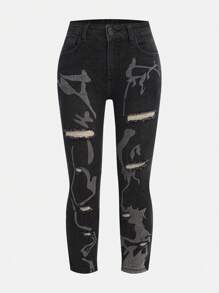 SHEIN Explorewe Y2K URBAN STREET Tween Girl Creative Design FashionCasual Jeans