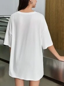 INAWLY 女士夏季卡通动物印花口号圆领短袖休闲 T 恤 Y'all Mind IF I DO SOME LOLLYGAGGIN' 图案 T 恤女式上衣 - 白色 - 查看 2