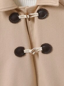 Tween Girls Autumn Winter Collegiate Style Knitted Coat, Long Knitted Trench With Horn Buttons For Girls