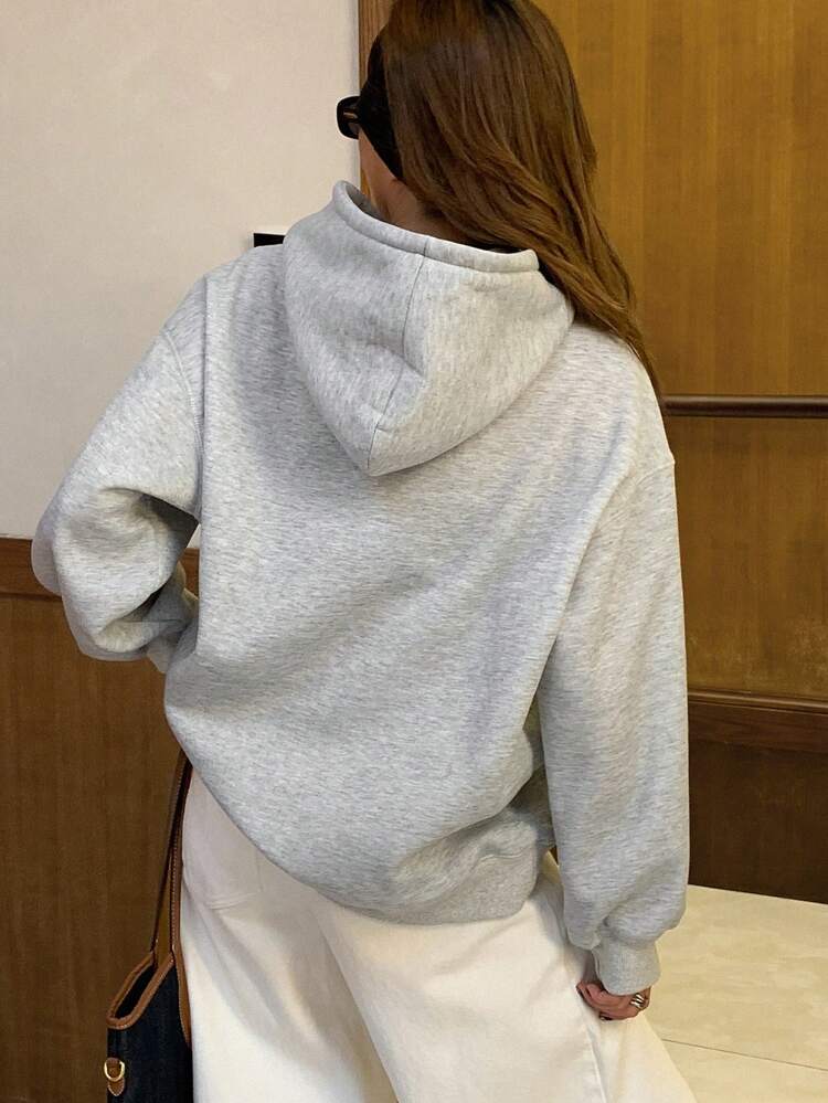 Loose Fit Letter Print Hooded Sweatshirt For Women,Fall Women Clothes