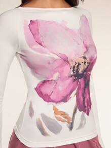 Glamine 大号花卉印花插肩袖长袖女式 T 恤 - 彩色 - 查看 6