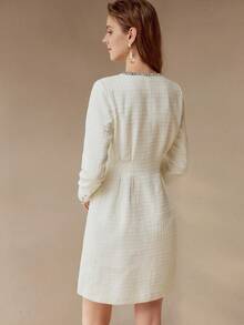 MOTF PREMIUM FLAP DETAIL SINGLE BREASTED PLACKET DRESS - White - View 2