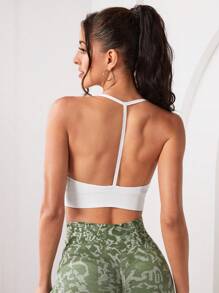 Easithlete 素色露背運動型文胸 - 白色 - 查看 4