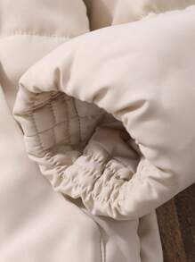 Tween Girls Fashionable  Coat With Furry Collar - Khaki - View 3