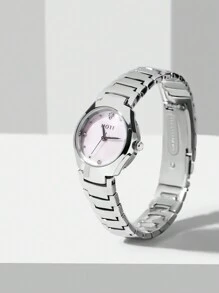 MOTF PREMIUM WOMEN'S FASHION STEEL STRAP PETITE PINK DIAL WRIST WATCH - Pink - View 7