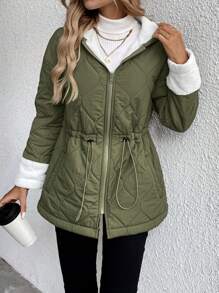 SHEIN LUNE Thermal Lined Padded Coat For Women, Windbreaker, Casual, Loose Fit, 2024 New Korean Style, Autumn Winter Winter Outfit Keep Warm Winter Coat