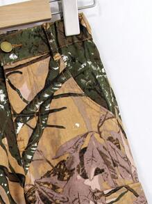 SHEIN Young Boy Casual Straight Leg Camo Denim Jeans - Burnt Orange - View 4