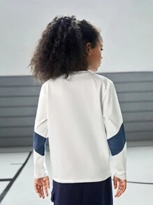 SHEIN Tween Girls Loose Fit Elastic Breathable Moisture Wicking Sports Long Sleeve Sweatshirt Tops - Multicolor - View 2