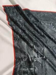 Tween Girl Stylish Faux-Denim Effect Letter Print Flared Leggings - Multicolor - View 6