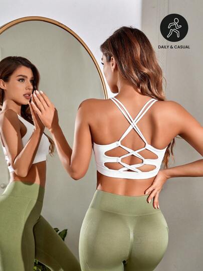 Brassière de sport soutien moyen croisé ajouré