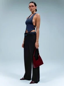 SHEIN Unity Double Back Belt Halter Neck Waistcoat - Blue - View 5