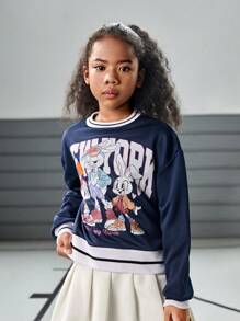 SHEIN Mädchen Teenager Elastischer Loose Fit Sweatshirt, Bequemer atmungsaktiver feuchtigkeitsableitender Lauf-Oberteil - Verschiedenfarbig - Übersicht 6