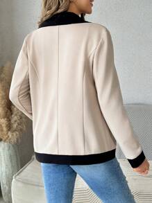 SHEIN Maternity Contrast Panel Front Button Casual Long Sleeve Jacket