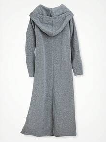 EMERY ROSE Đầm dài giữ nhiệt có mũ trùm đầu cỡ lớn cho nữ mùa thu đông - Xám - Xem 2