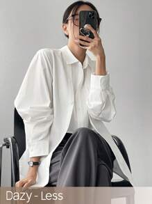 Dazy-Less Women's Spring & Summer Casual Commuting 2 In 1 Long Sleeve Shirt Business Casual Woman Work Clothes