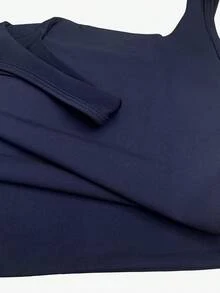 XLLAIS Women's Solid Color Square Neck Sleeveless Tank Top, Fitted Casual Wear, Spring/Summer Vacation Top - Royal Blue - View 4