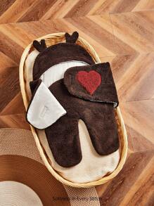 Cozy Pixies 1pc Brown & Red Heart Deer Antlers Design Baby Sleeping Bag, Autumn/Winter - Coffee Brown - View 11