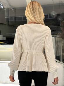 EURMUSE Pearl Accent A-Line Flared Sleeves Casual Cardigan, Spring/Fall - Apricot - View 3