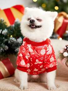 Hanes space 艺术家 1 件圣诞印花红色羊毛保暖宠物运动衫，节日，新年 - 彩色 - 查看 5