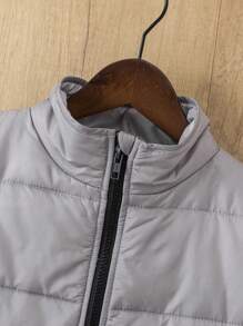 Tween Boys Warm Fleece Pocket Stand Collar Jacket, Suitable For Winter Outdoor Play, School, Streetwear, Party And Casual Wear, Great Value - Grey - View 4