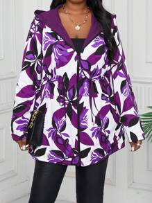 SHEIN Lady Autumn And Winter Casual Elegant Colorful Hooded Drawstring Long Sleeve Plus Size Coats Women Jackets - Multicolor - View 6