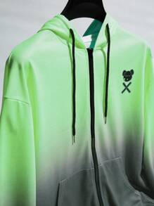 Manfinity Roghcode Men's Ombre Color Pocket Decorated Hooded Zip-Up Sweatshirt - Multicolor - View 3