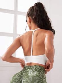 Easithlete 素色露背運動型文胸 - 白色 - 查看 6