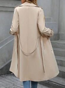 Chiquease Women's British Style Double-Breasted Mid-Length Trench Coat - Khaki - View 2