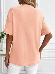 SHEIN LUNE Camiseta tipo murciélago extragrande con adornos de lentejuelas con diseño de copos de nieve