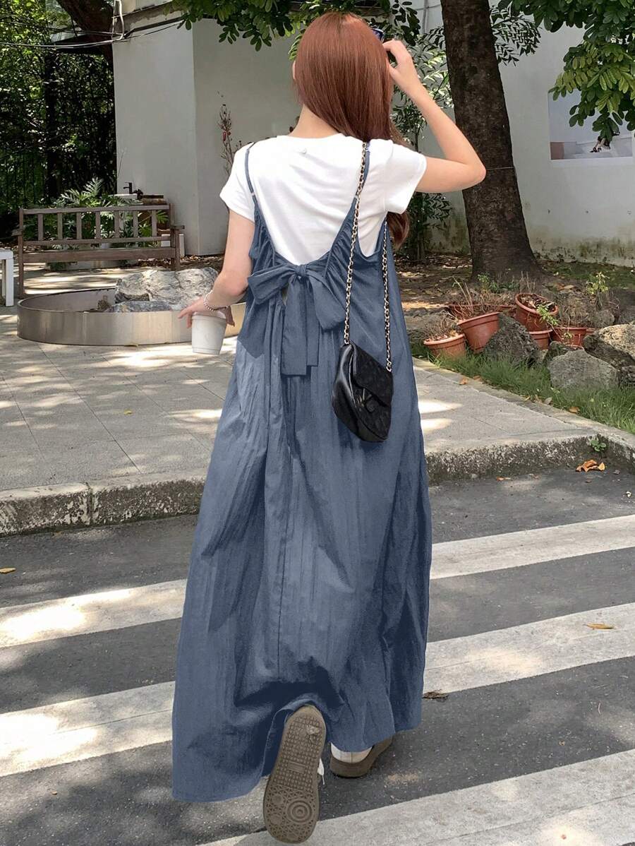 DAZY Women's Solid Backless Tie-Back Casual Dress, Summer,Fall Clothes ...