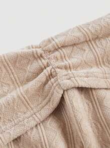 SHEIN MOD Quần ống loe cạp thấp họa tiết jacquard dành cho nữ, trang phục Hallowed Costumes, quần ống loe cạp thấp, mùa đông, lễ hội Homecoming, mùa thu, trang phục cao bồi, phong cách hippie. - Màu Khaki - Xem 3