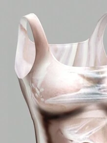 SHEIN ICON Top corto sin mangas de verano con estampado corporal de moda - Multicolor - Ver 3