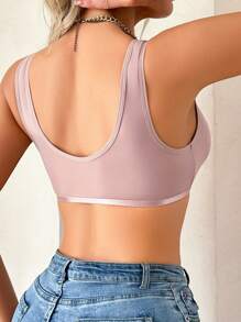 Front Closure Wireless Bra For Women, Padless - Mauve Purple - View 2