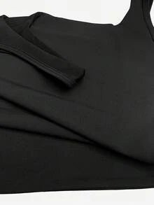 XLLAIS Camiseta sin mangas de cuello cuadrado de unicolor para mujer, ajuste delgado para uso casual, color negro, primavera/verano - Negro - Ver 9
