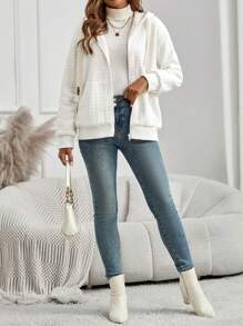 女士新款秋冬粉色厚连帽运动衫，美式风格图案，休闲日常母女装（2 件单独出售） - 粉色 - 查看 6