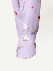 Cozy Pixies 2pcs Newborn Baby Boy Tree, Rabbit & Mushroom Pattern Knit Soft Crew Neck Long Sleeve Romper With Footies Pajama Set - Mauve Purple - View 7