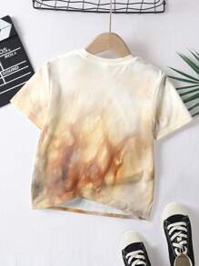 SHEIN Baby Jungen Lässig minimalistisch stilvoller Pferde-Muster Rundhals Loose Kurzarm T-Shirt, geeignet für den Sommer