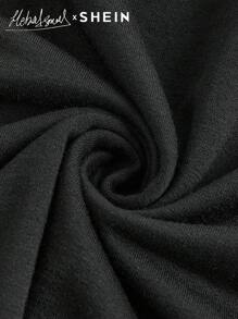 Mulvari Vestido de manga larga modesto con capucha con cordón, estampado de eslogan, para mujer, estilo casual de otoño e invierno, vestido largo tipo sudadera, otoño e invierno