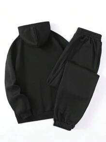 INAWLY 2pcs Halloween Ghost & Pumpkin Printed Hoodie And Long Sweatpants Set, Halloween Gift